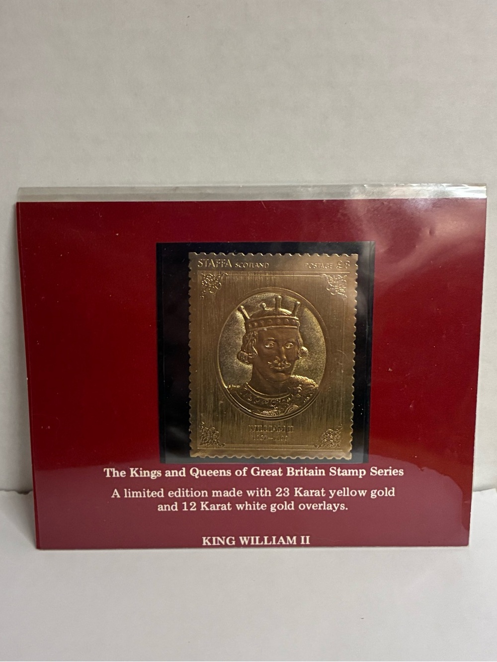 VTG King William II Great Britain Stamp Series 23K Yellow Gold 12K White Gold.
